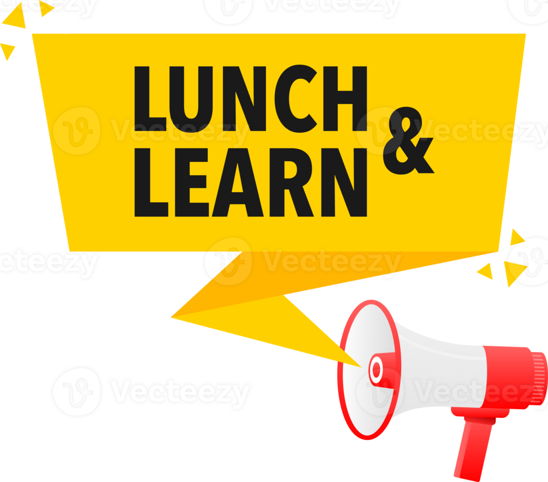 Megaphone label set with text lunch and learn. lunch and learn announcement banner png