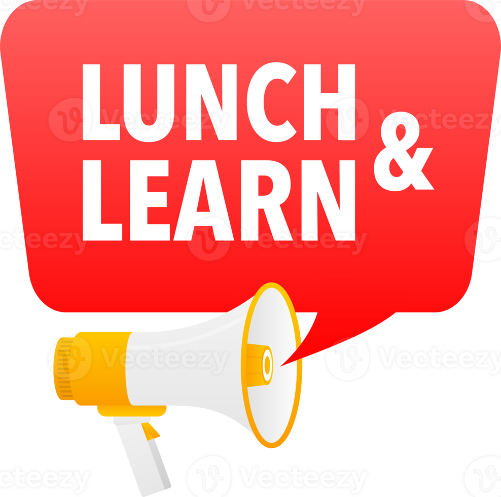 Megaphone label set with text lunch and learn. lunch and learn announcement banner png