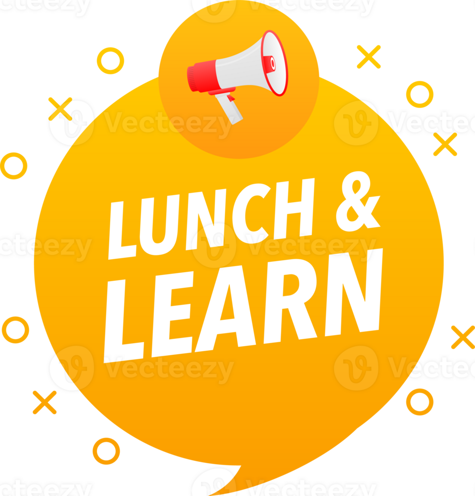 Megaphone label set with text lunch and learn. lunch and learn announcement banner png