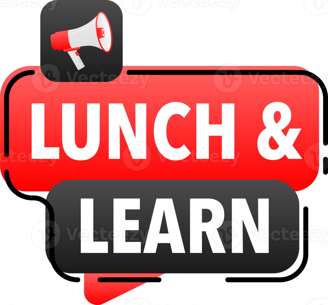 Megaphone label set with text lunch and learn. lunch and learn announcement banner png