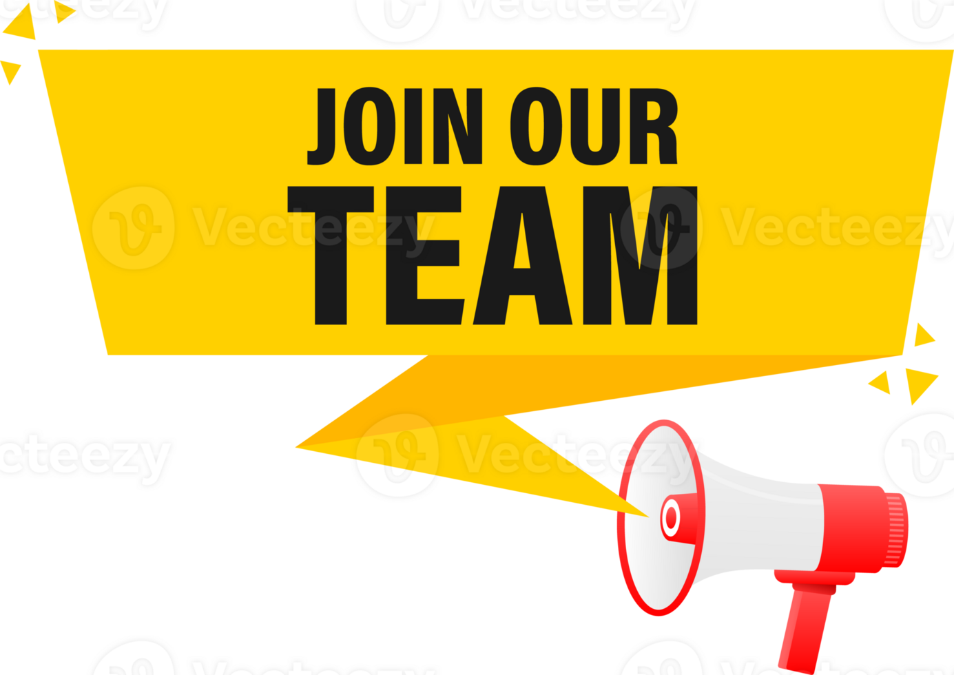 Megaphone label set with text join our team. Join our team announcement banner png