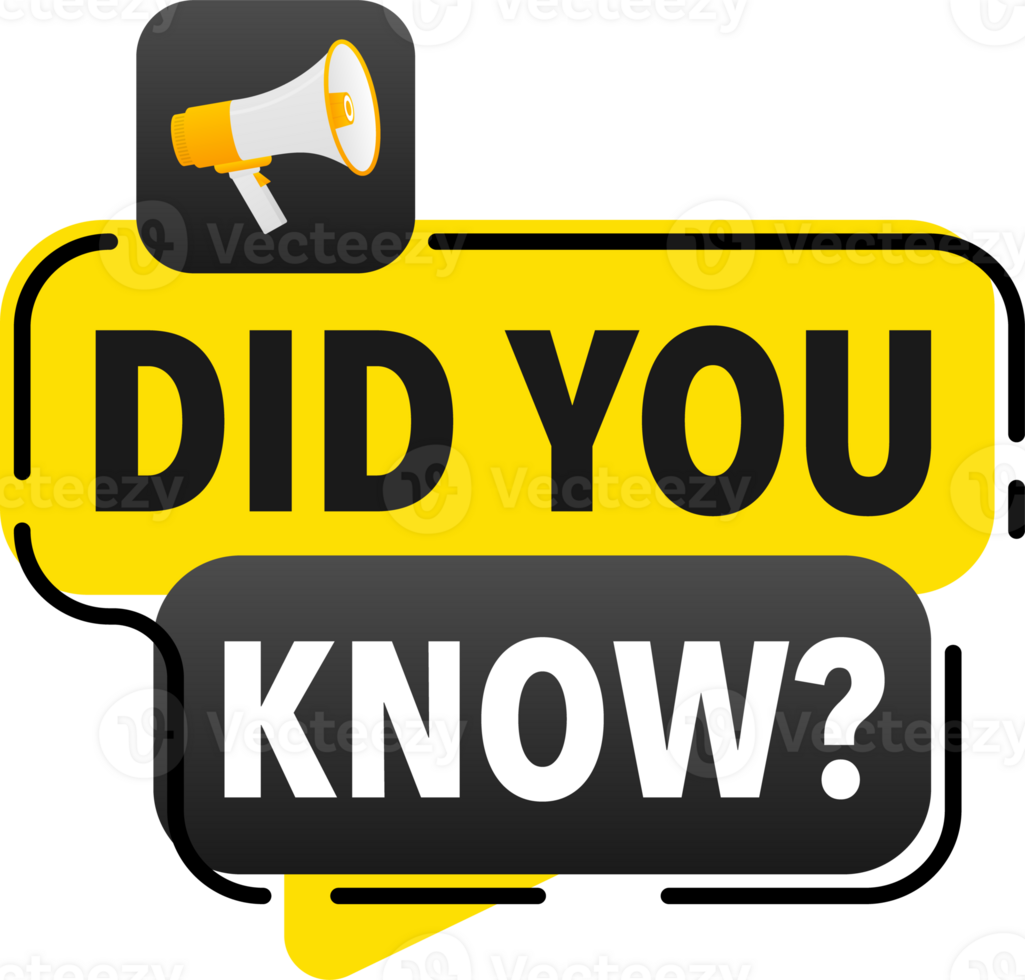 Megaphone label set with text did you know. Did you know announcement banner png