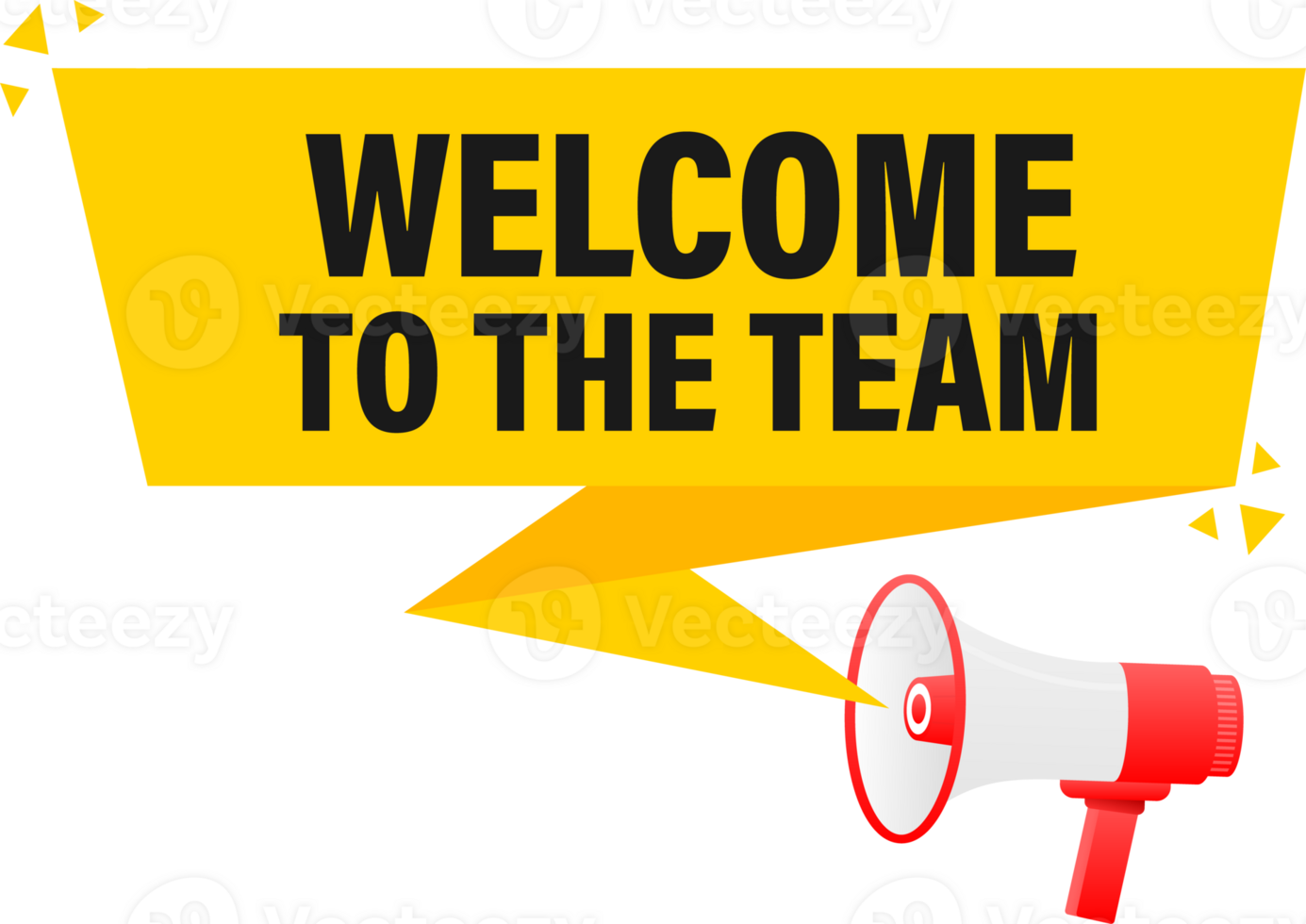 Megaphone label set with text Welcome to the team. Welcome to the team announcement banner png