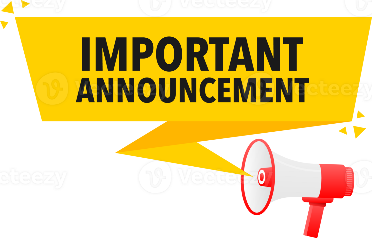Megaphone label set with text important announcement. Important announcement announcement banner png