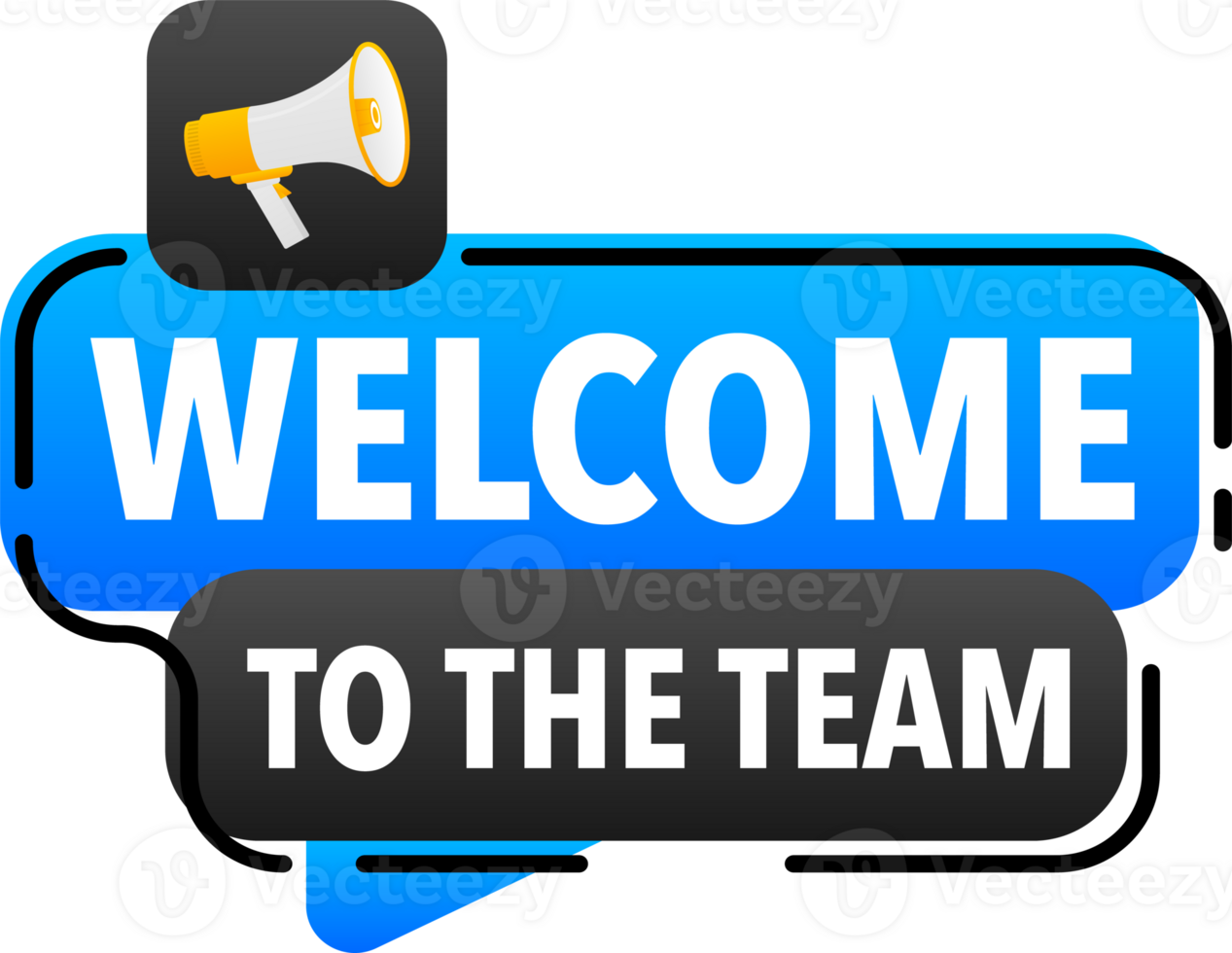 Megaphone label set with text Welcome to the team. Welcome to the team announcement banner png