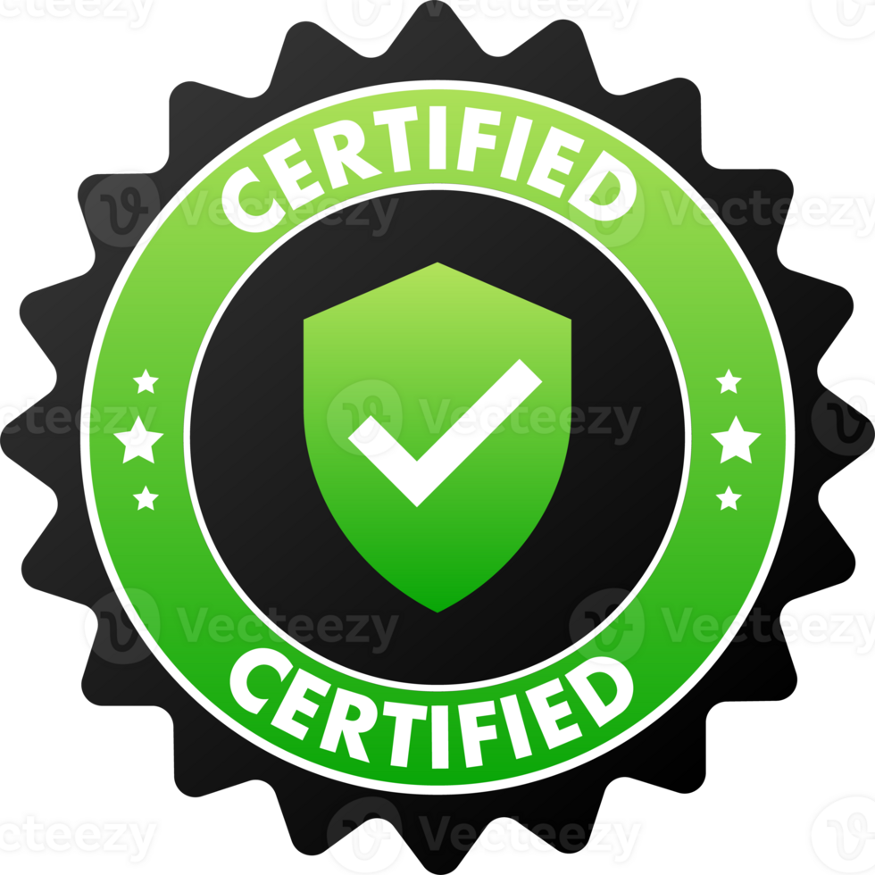 Certified Label, Official confirmation of quality and compliance with standards png