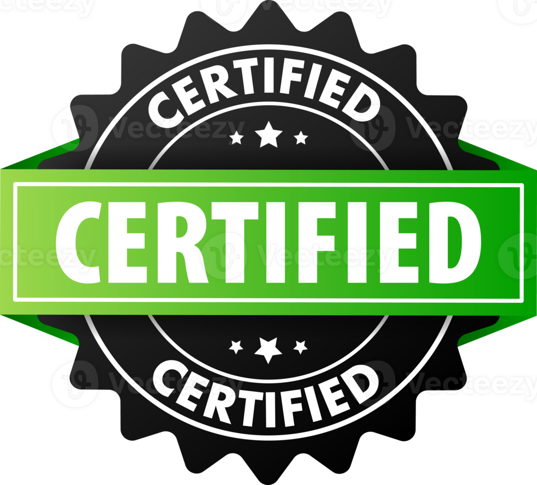 Certified Label, Official confirmation of quality and compliance with standards png