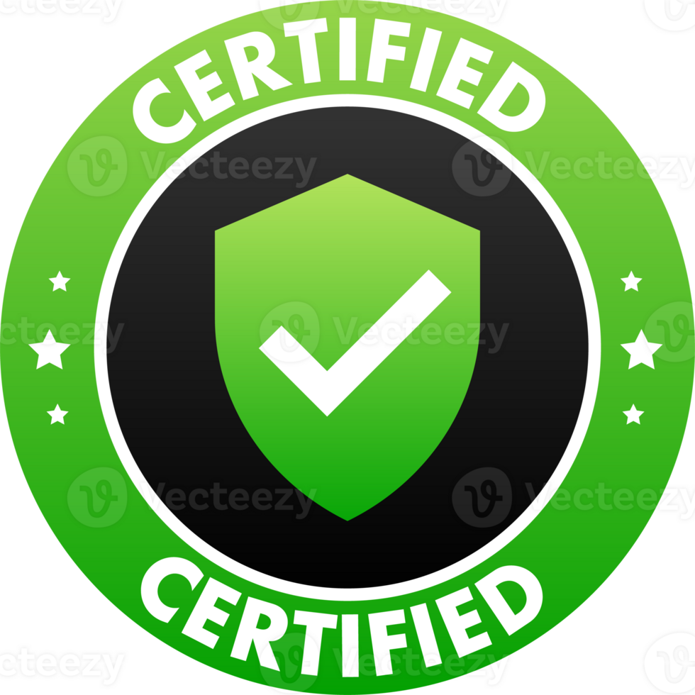 Certified Label, Official confirmation of quality and compliance with standards png