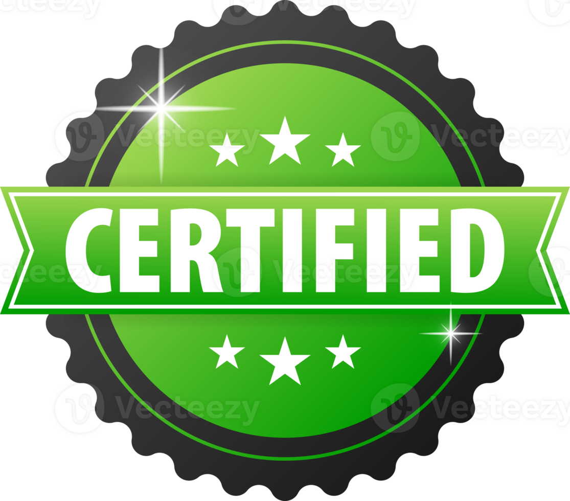 Certified Label, Official confirmation of quality and compliance with standards png