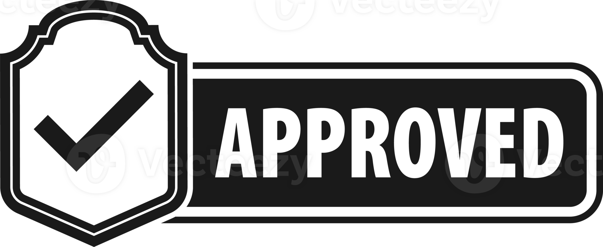 Approved Label with check mark. Confirmation of official approval and product quality png