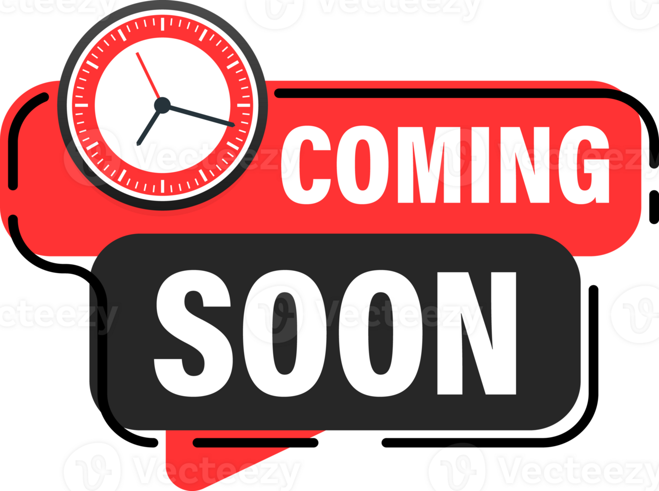 Modern red and black graphic with a clock, ideal for png