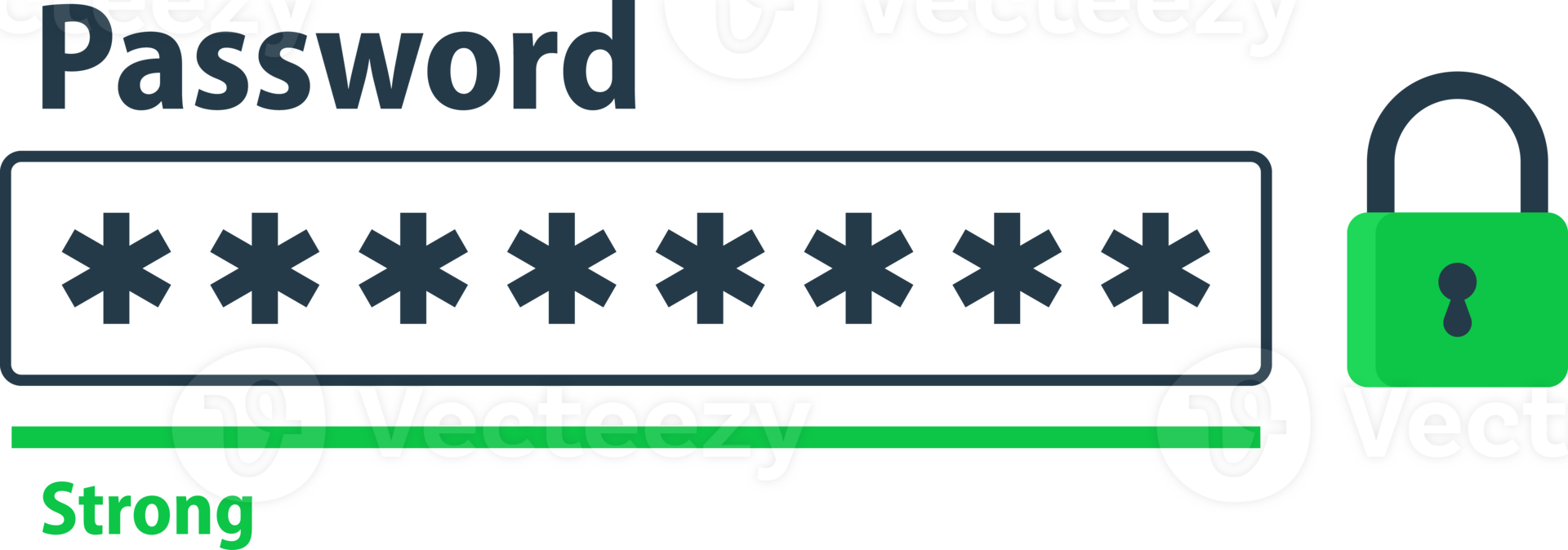Password weak, medium and strong. User data protection. Safety requirement. Password complexity level png