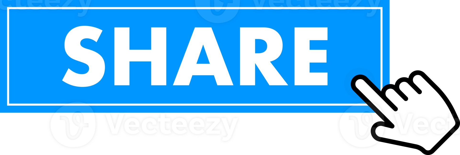 Set of Share button. Hand pointer clicking. Share web buttons png