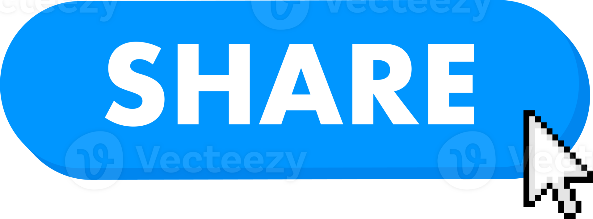 Set of Share button. Hand pointer clicking. Share web buttons png