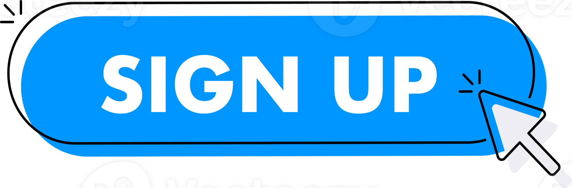 Set of Sign up button. Hand pointer clicking. Sign up web buttons png