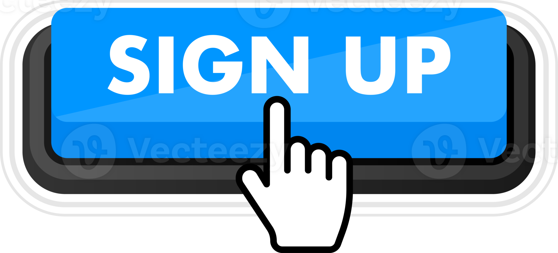 Set of Sign up button. Hand pointer clicking. Sign up web buttons png
