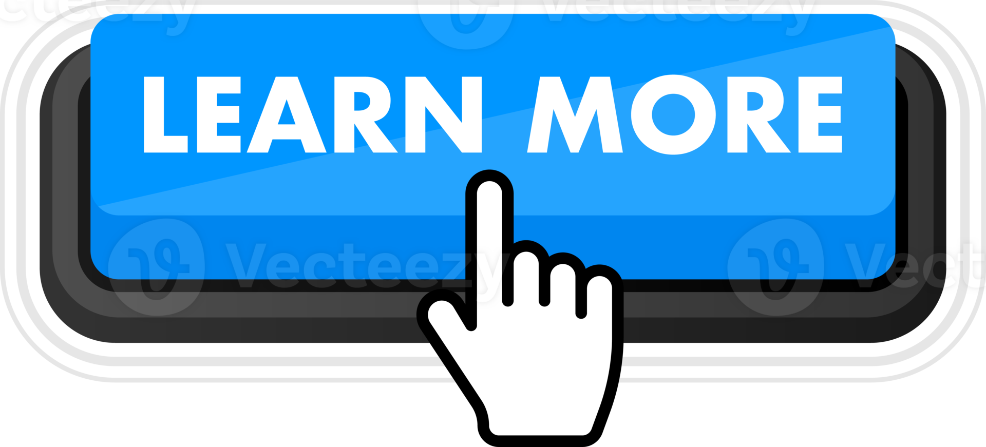 Set of Learn more button. Hand pointer clicking. Learn more web buttons png