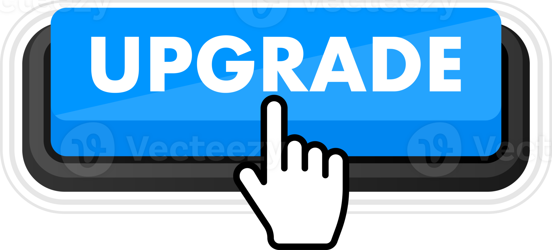 Set of upgrade button. Hand pointer clicking. Upgrade web buttons png