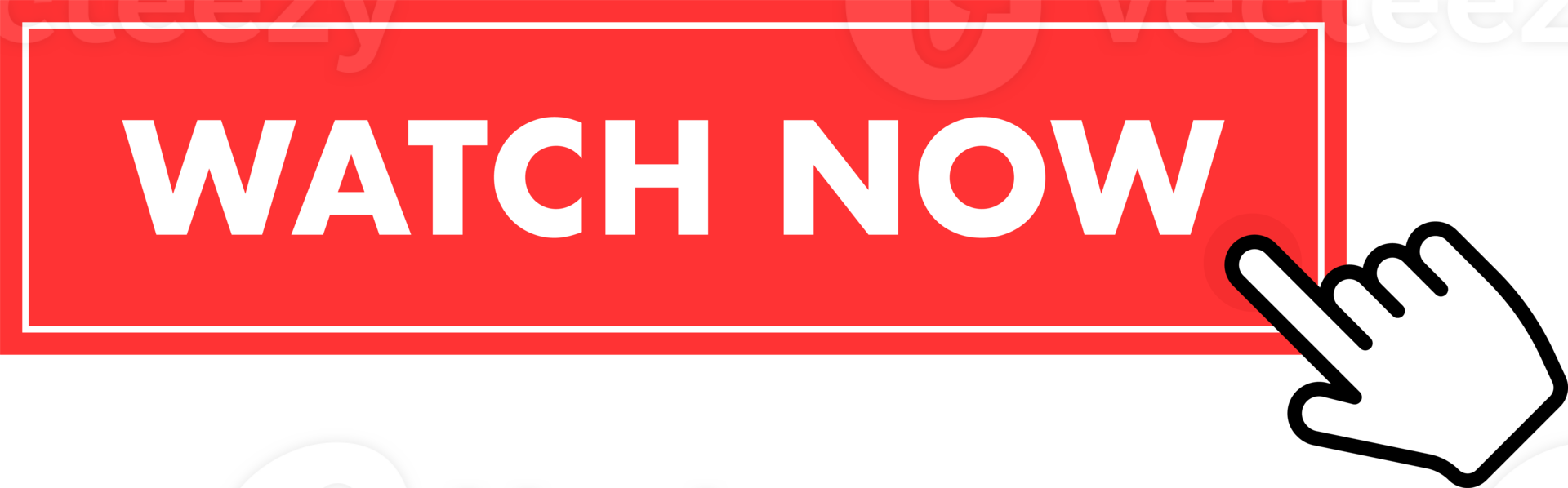 Set of Watch now button. Hand pointer clicking. Watch now web buttons png