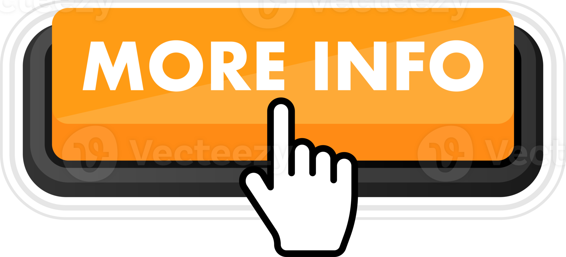 Set of more info button. Hand pointer clicking. More info web buttons png