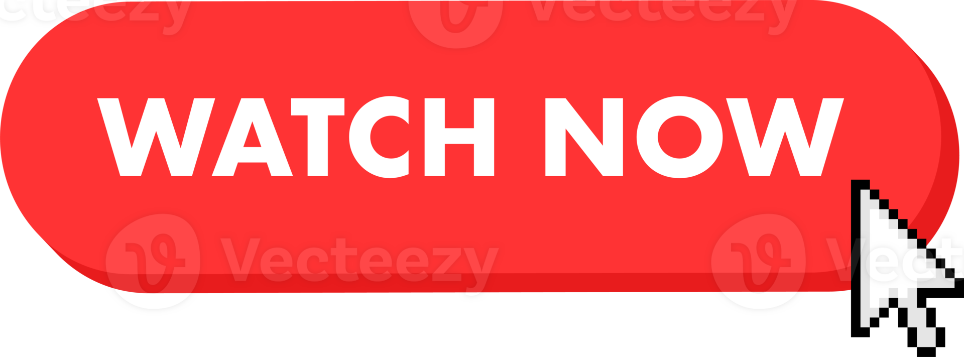 Set of Watch now button. Hand pointer clicking. Watch now web buttons png