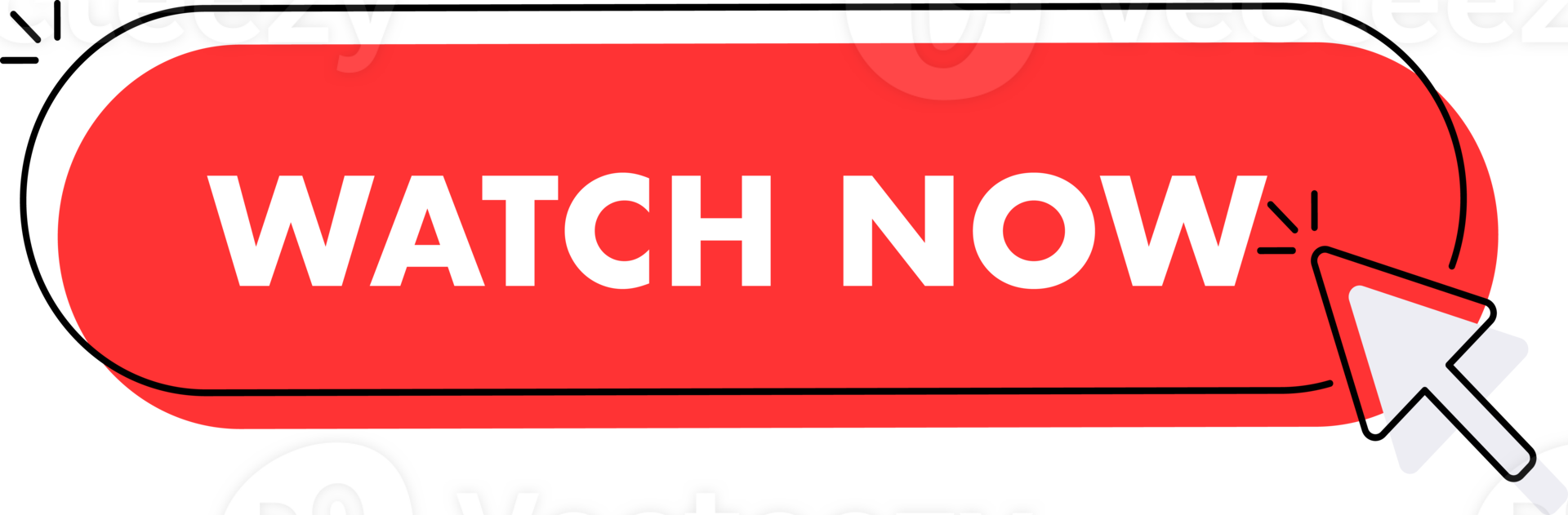 Set of Watch now button. Hand pointer clicking. Watch now web buttons png