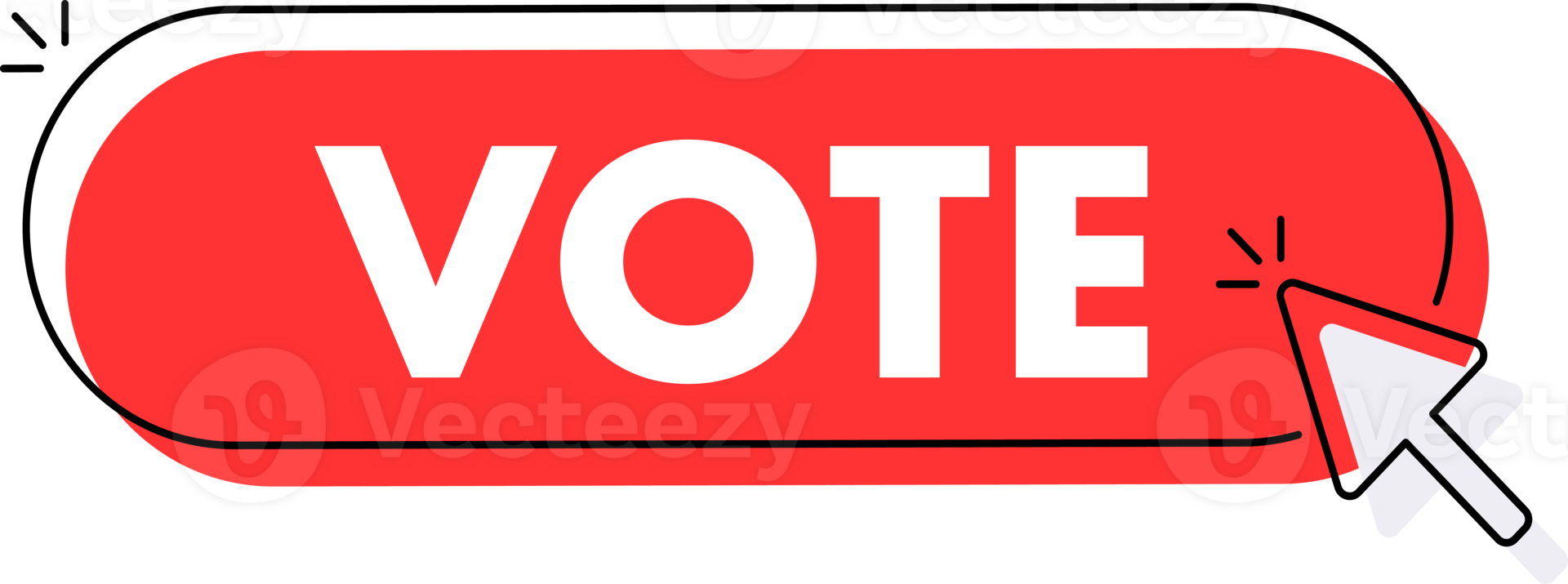 Set of Vote button. Hand pointer clicking. Vote web buttons png