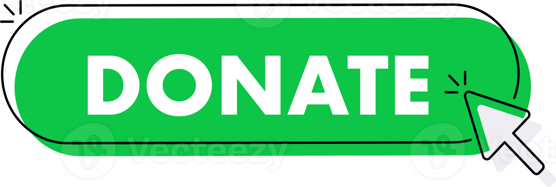 Set of Donate button. Hand pointer clicking. Donate web buttons png