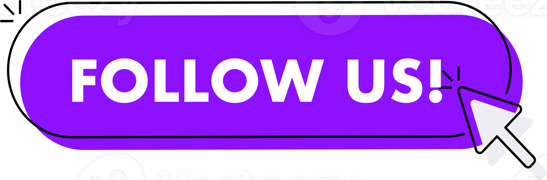 Set of Follow us button. Hand pointer clicking. Follow us web buttons png