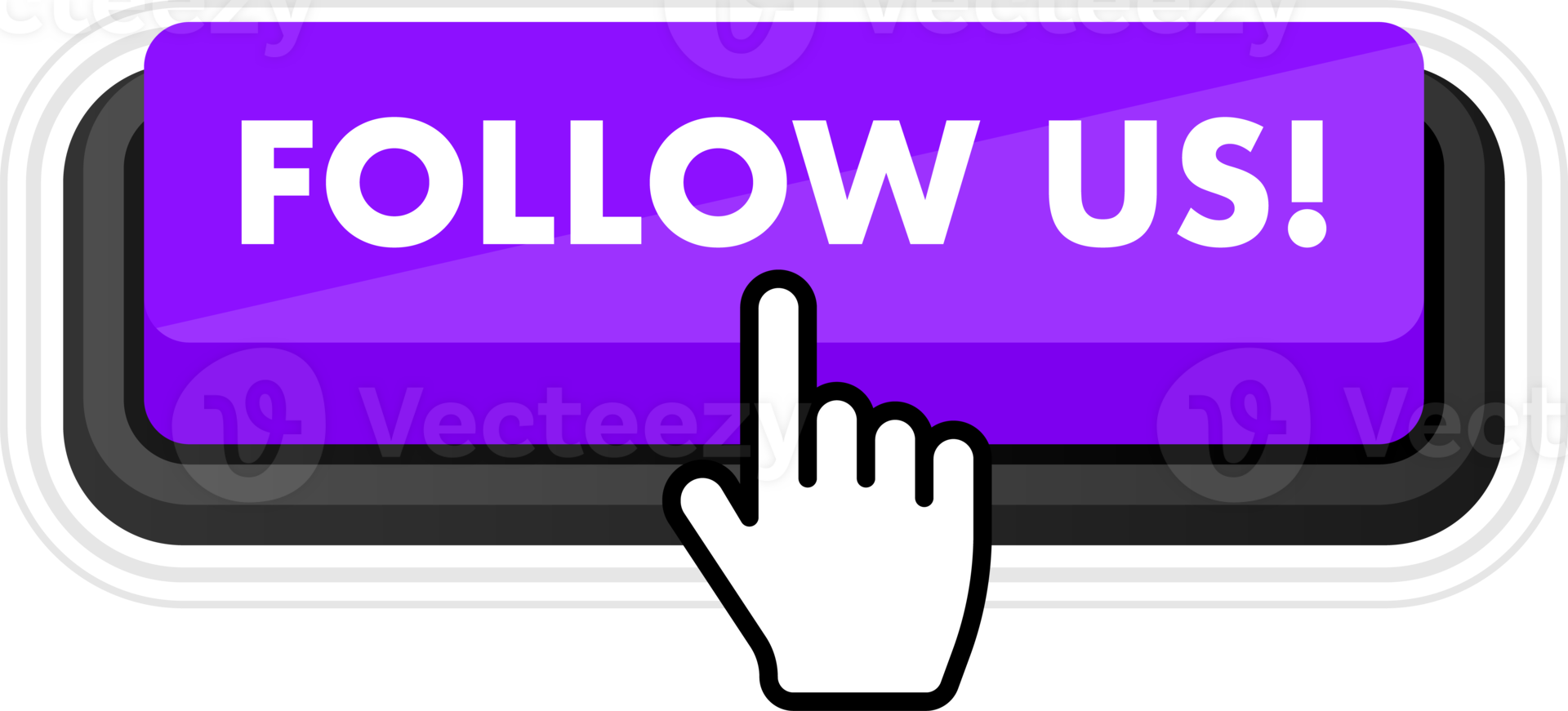 Set of Follow us button. Hand pointer clicking. Follow us web buttons png