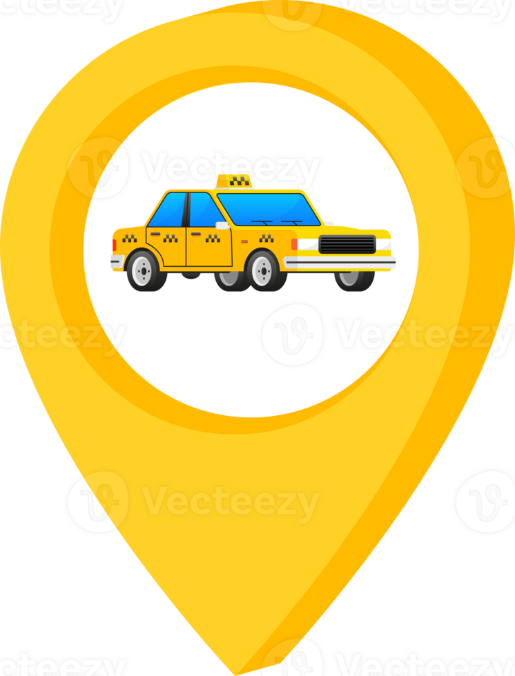 Set Taxi map pointer, Car and Car Roof Sign. Taxi service png