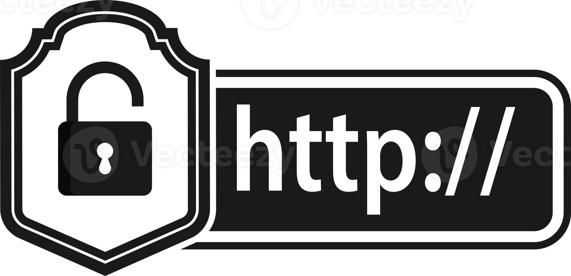 Red shield with a white keyhole in the center png