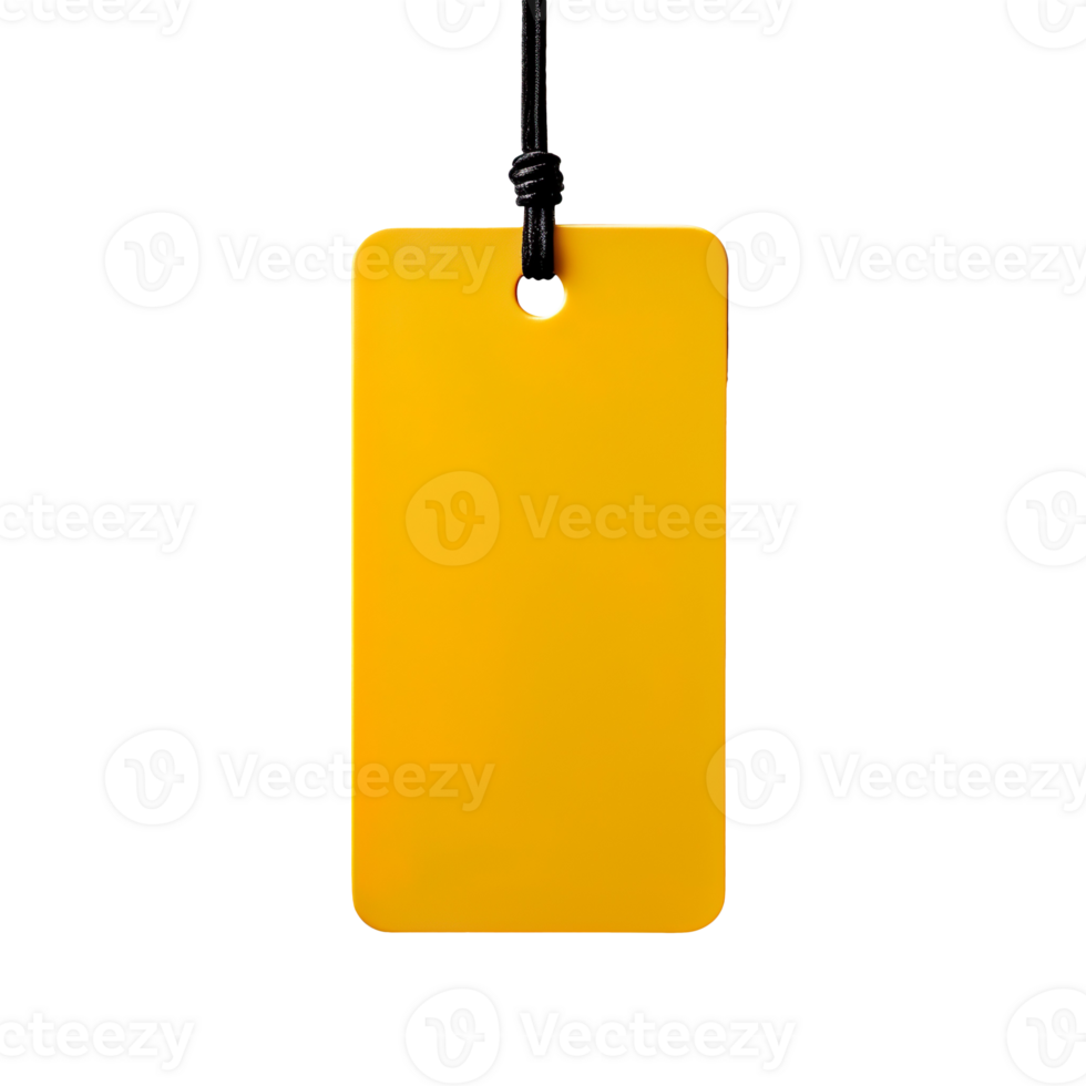 Blank yellow paper price tag isolated on transparent background png