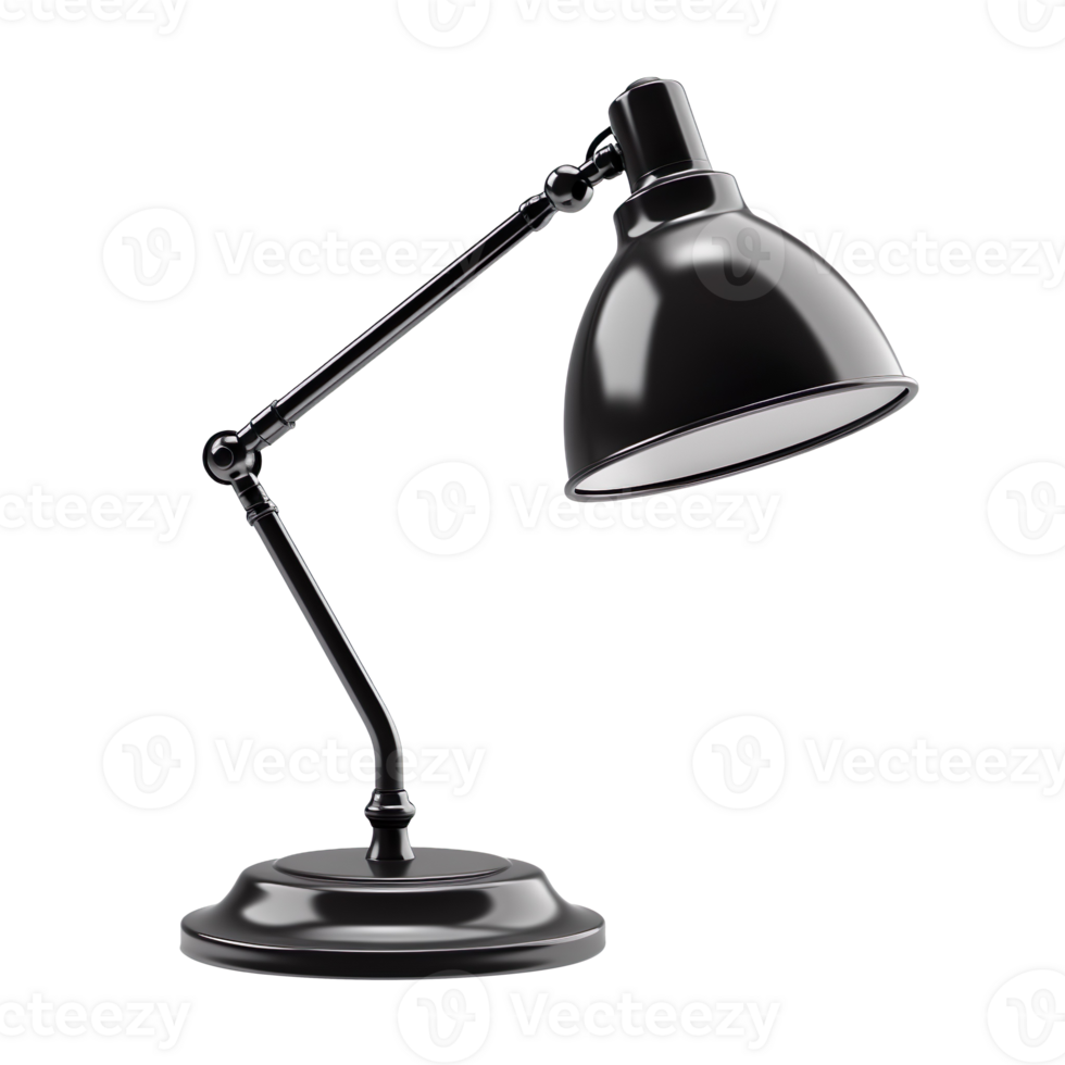 black desk or table lamp isolated on transparent background png