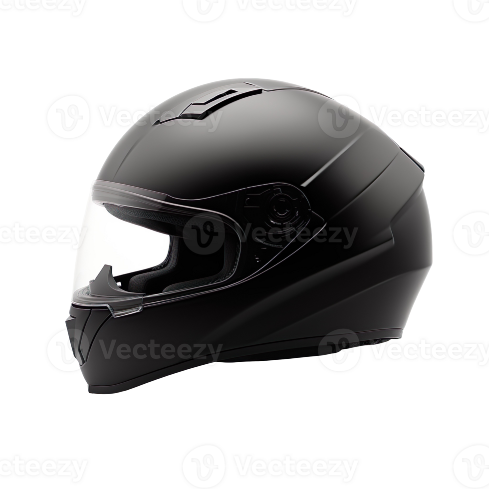 Black motorcycle helmet isolated on transparent background png
