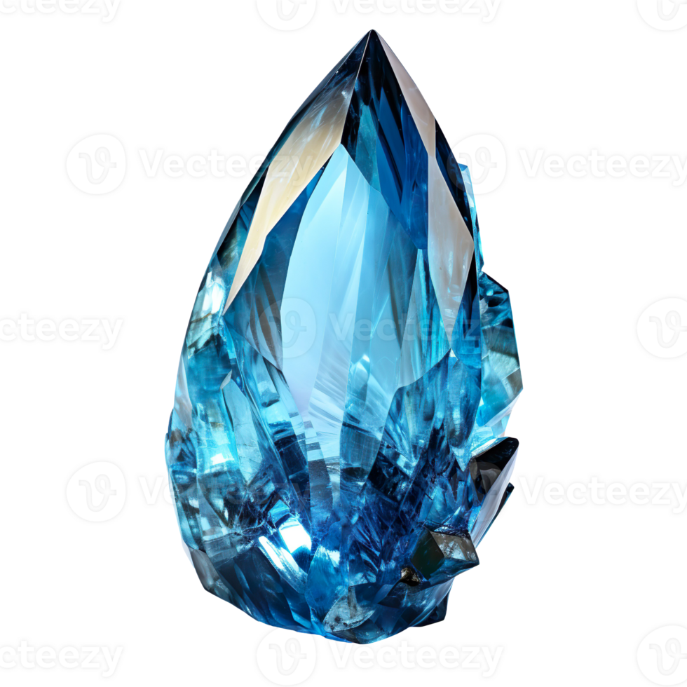 Blue crystal gem isolated on transparent background png
