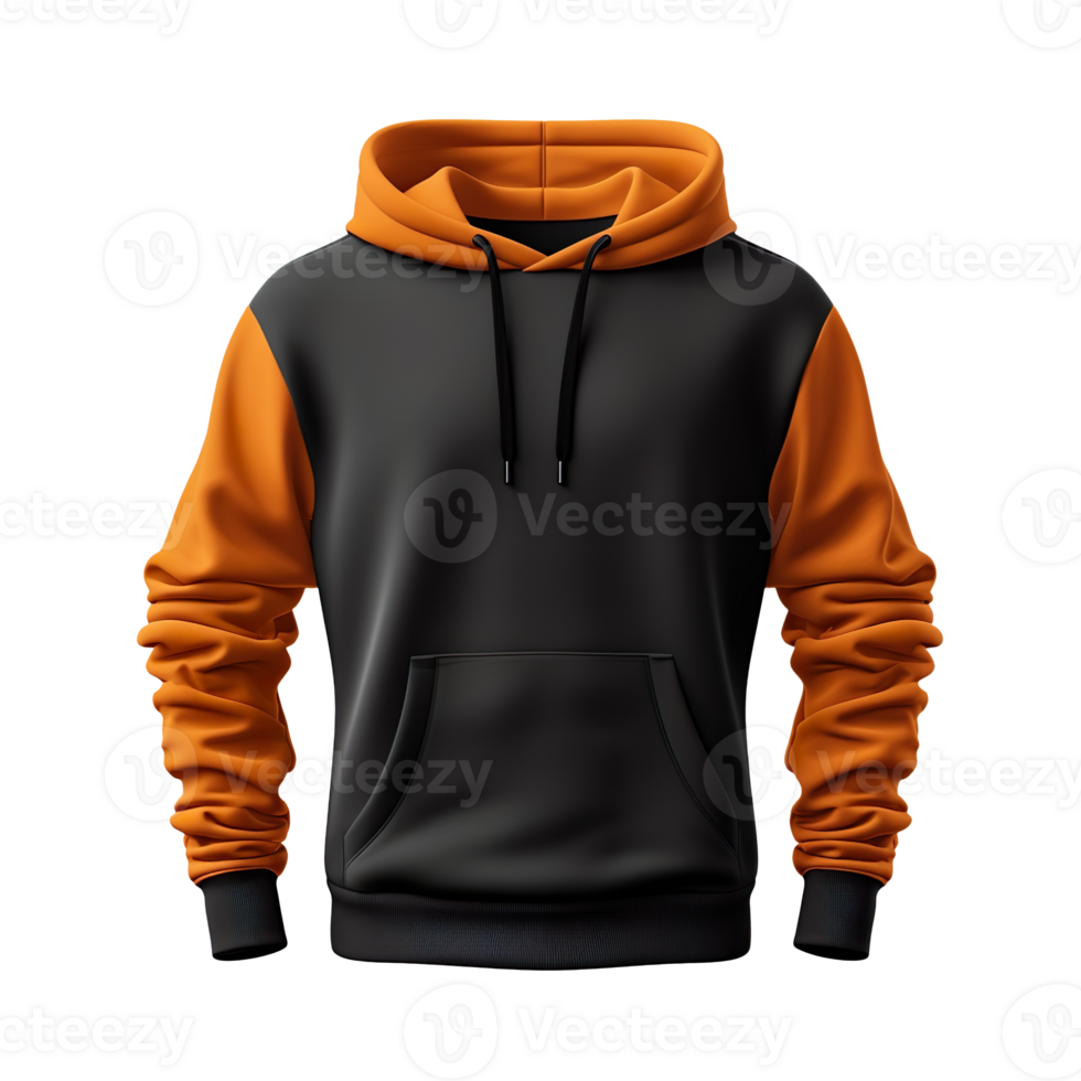 black and orange hoodie isolated on transparent background png