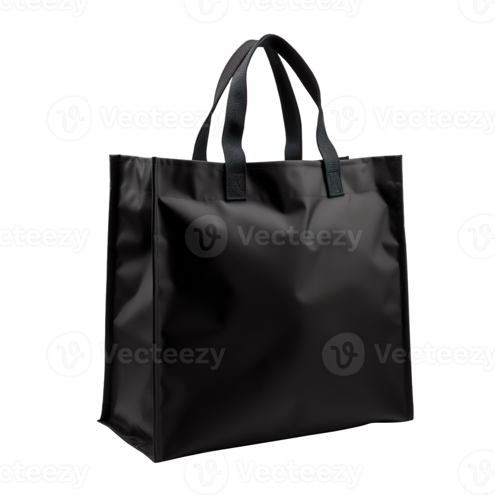 black fabric shopping bag isolated on transparent background png