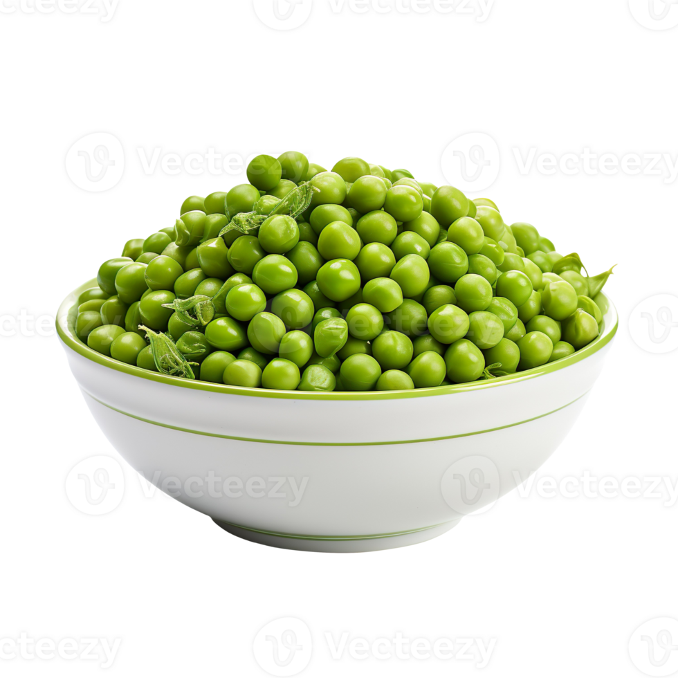 Bowl with green peas isolated on transparent background png