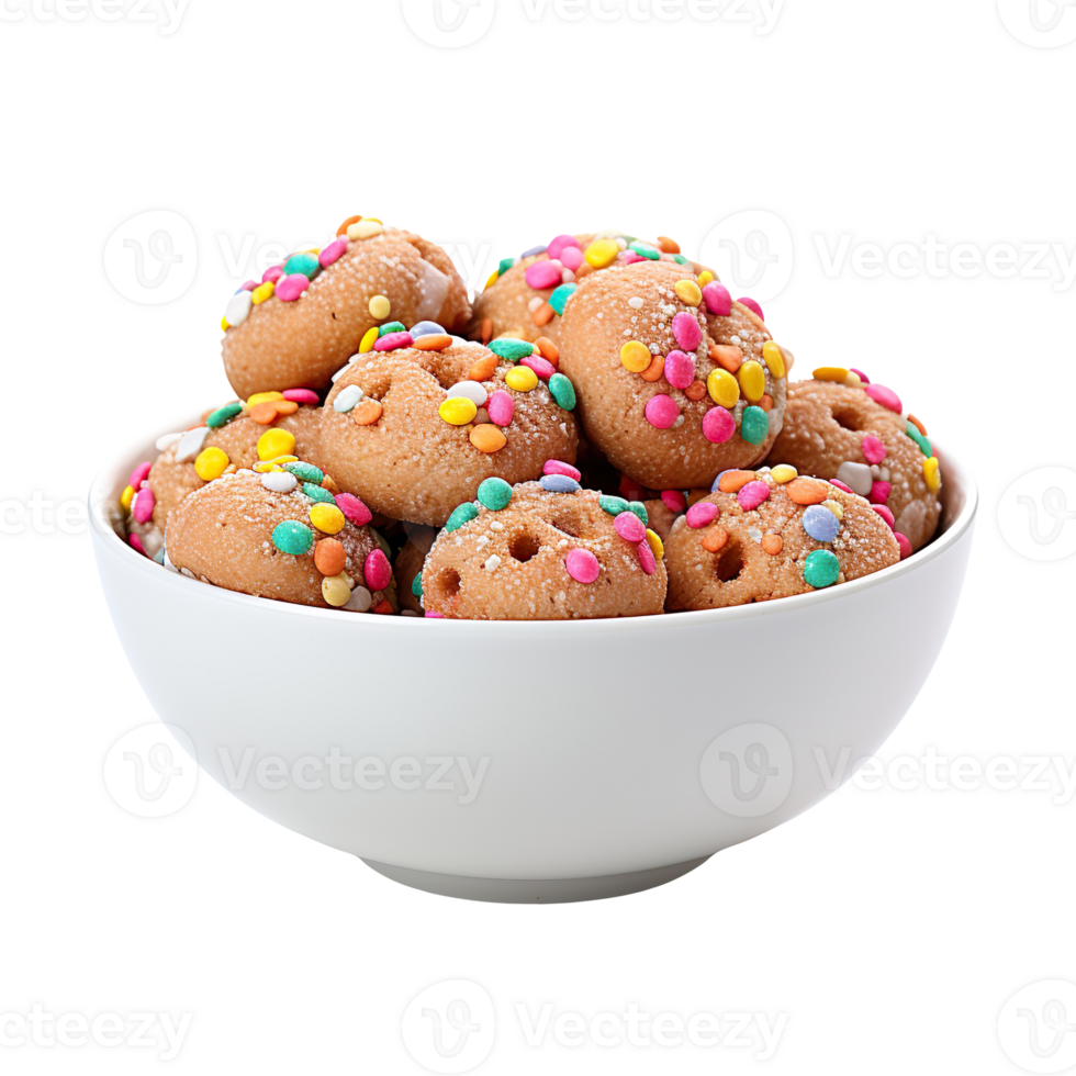 cereal cookies in a bowl isolated on transparent background png