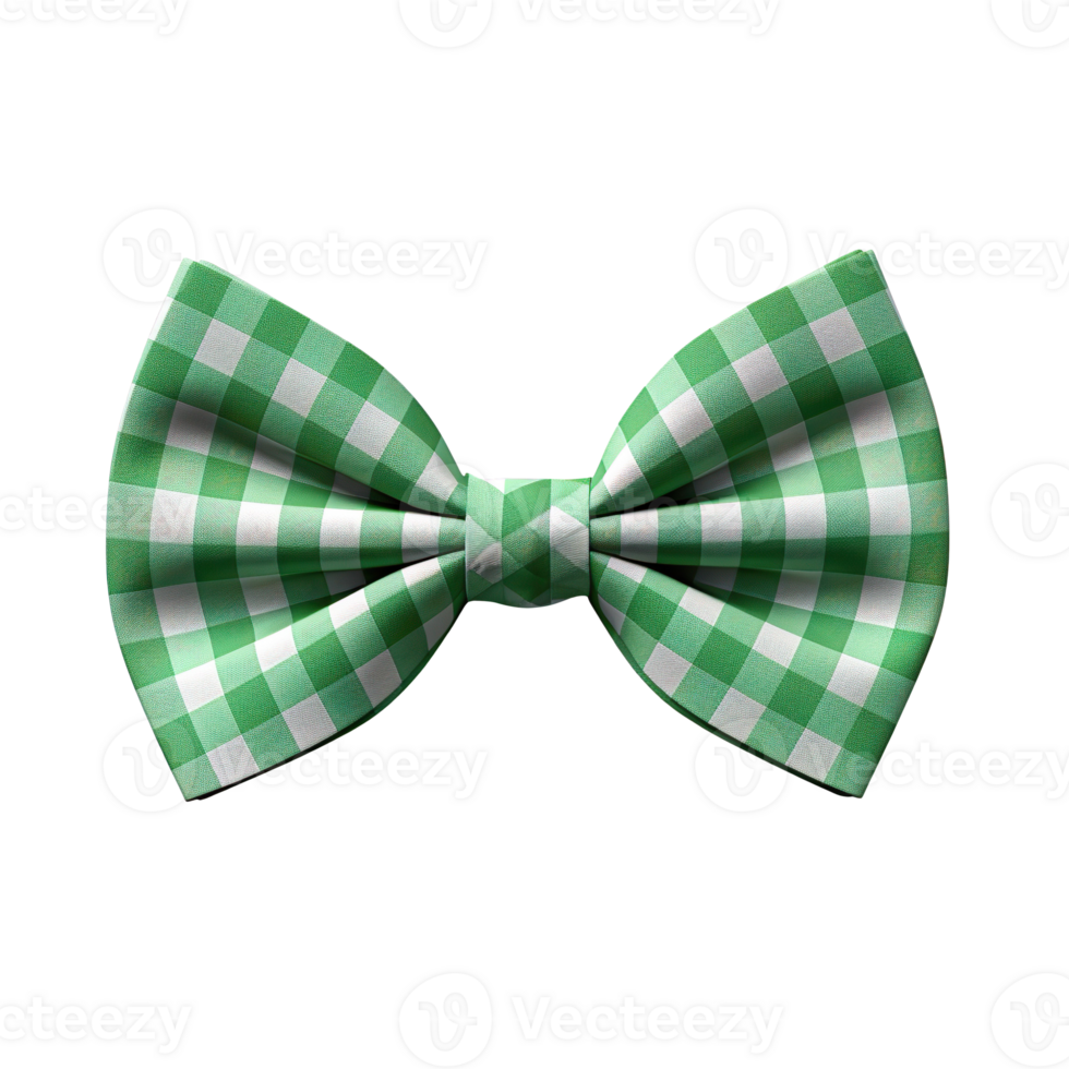 Checkered green Bow tie isolated on transparent background png