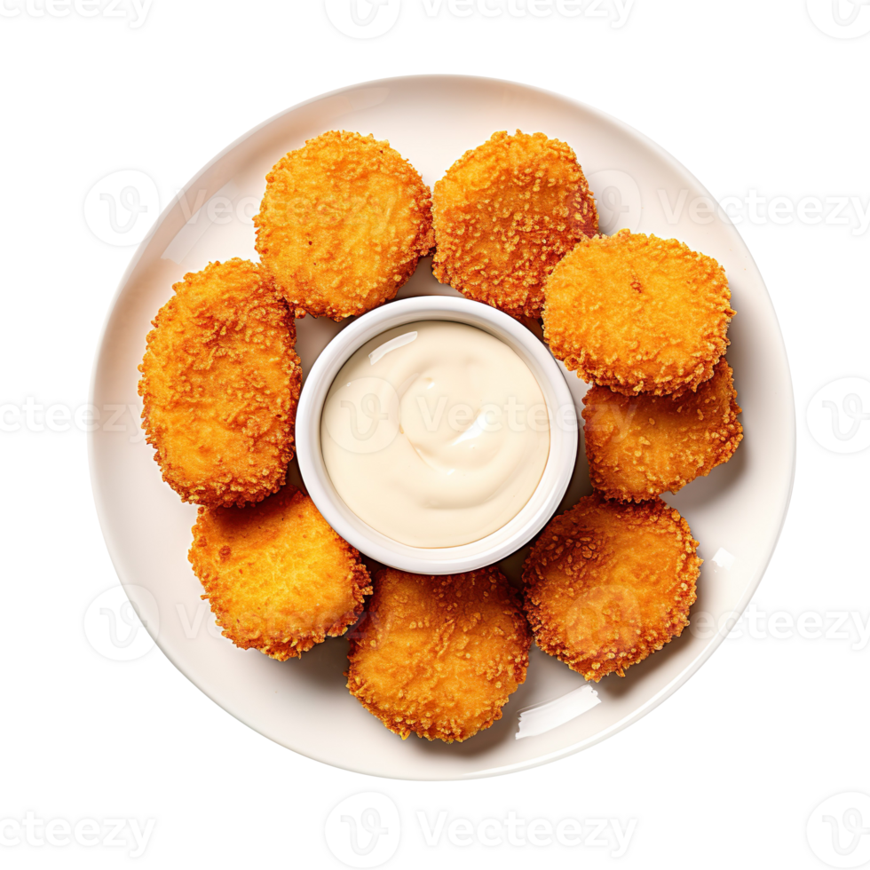 Chicken Nuggets on a Plate isolated on transparent background png