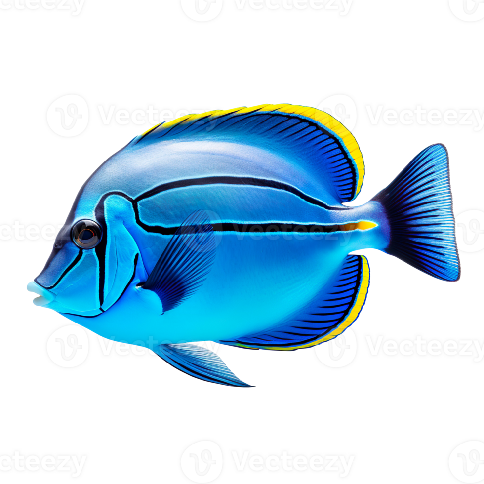 Blue tang fish isolated on transparent background png