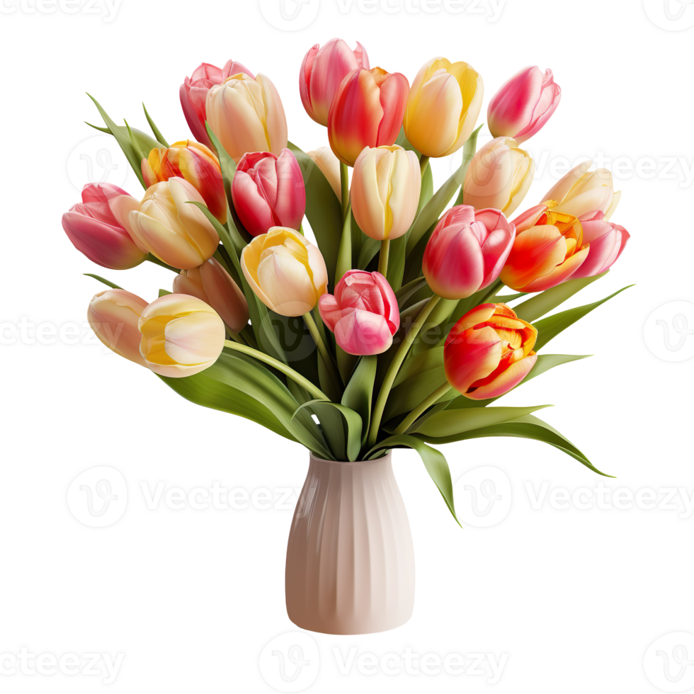 bouquet of tulips isolated on transparent background png