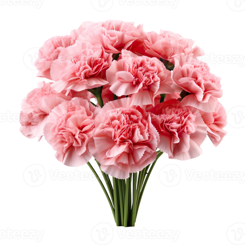 Bouquet of pink carnations isolated on transparent background png