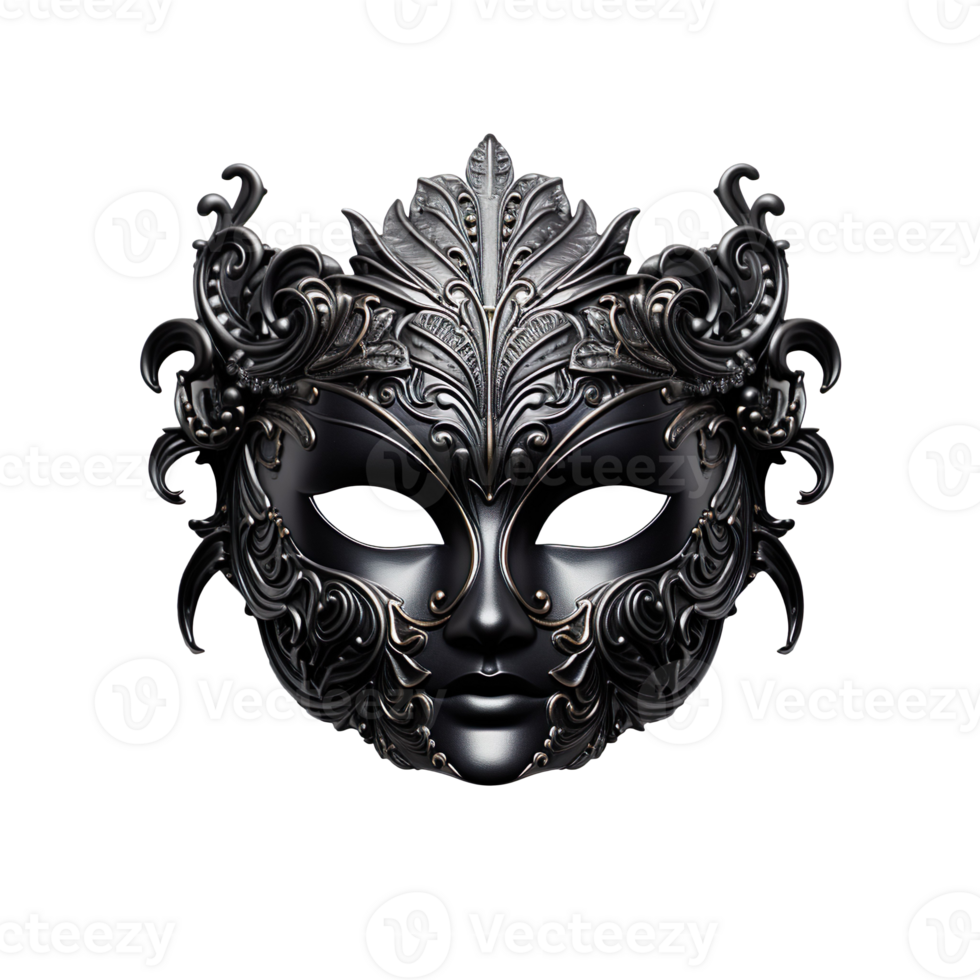 Carnival mask black color isolated on transparent background png