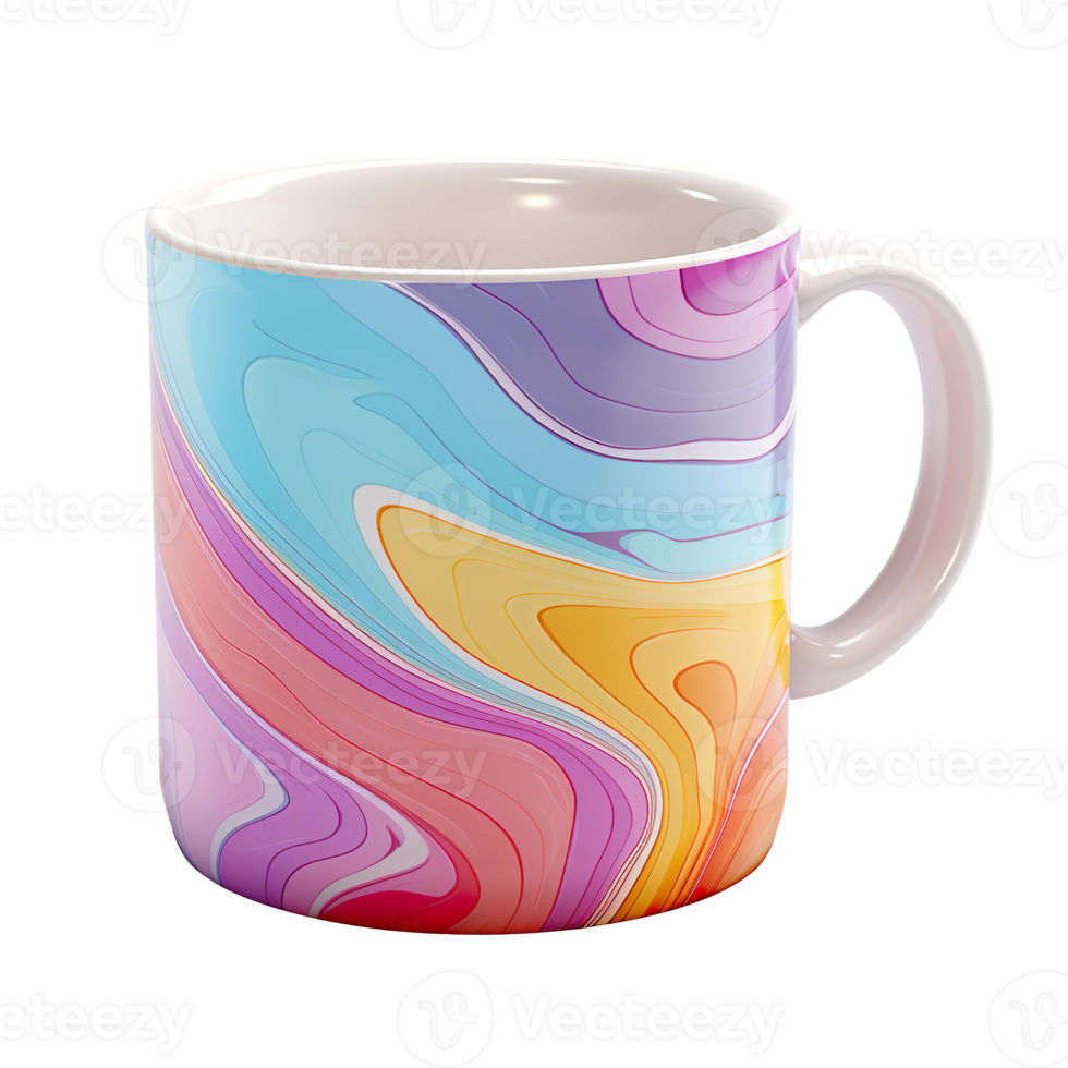 Colorful coffee mug isolated on transparent background png