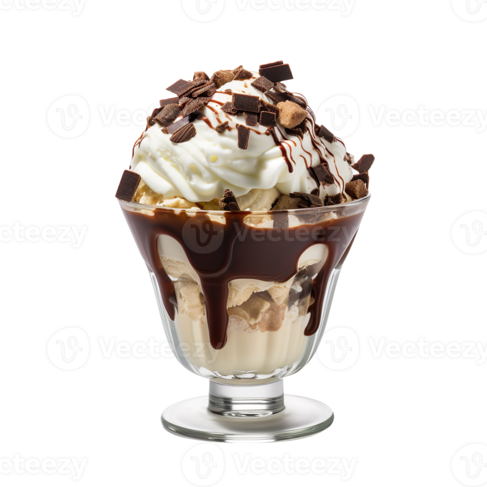Delicious chocolate sundae isolated on transparent background png
