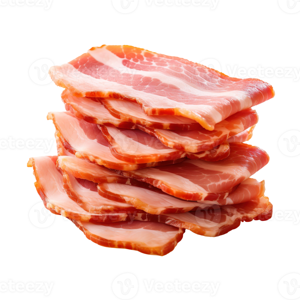 Cooked bacon slices isolated on transparent background png