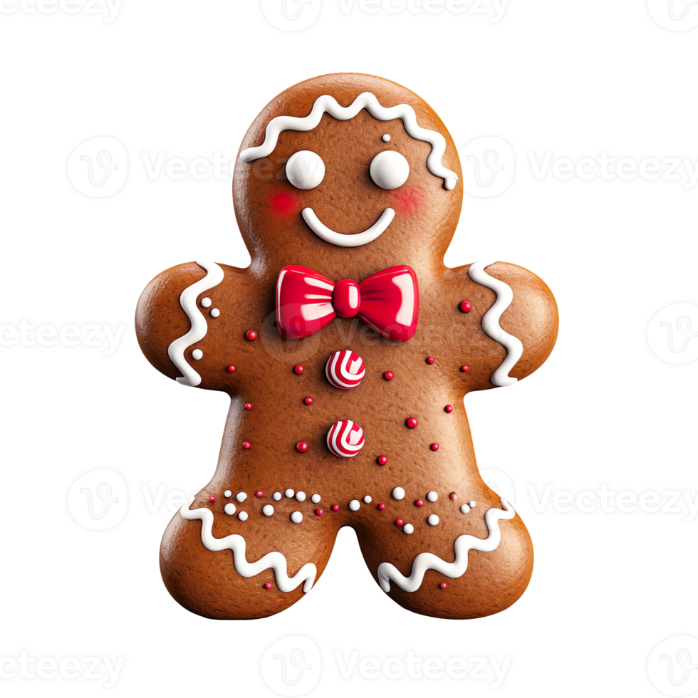 christmas gingerbread man isolated on transparent background png